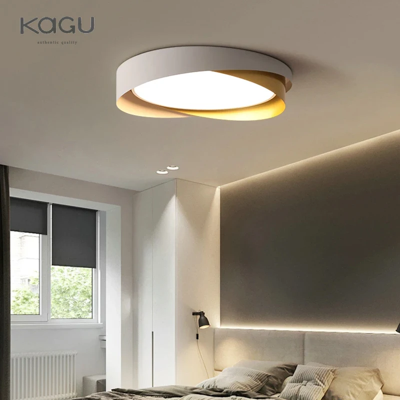 Lustre LED à intensité variable, plafonnier rond moderne pour salon, chambre à coucher, étude, éclairage de Restaurant sans scintillement, économie d'énergie