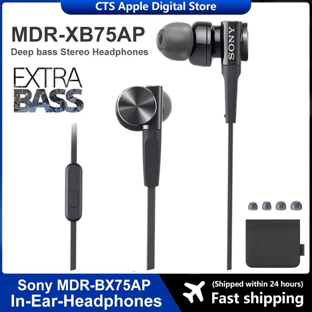 

Original SONY MDR-XB75AP In-Ear Extra Deep Bass Headphones 3.5mm Wired Stereo Earphones Sport Earbuds Handsfree Headset with M