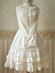 Sweet Lolita White Ruched Chiffon Lolita SK Dress for Women