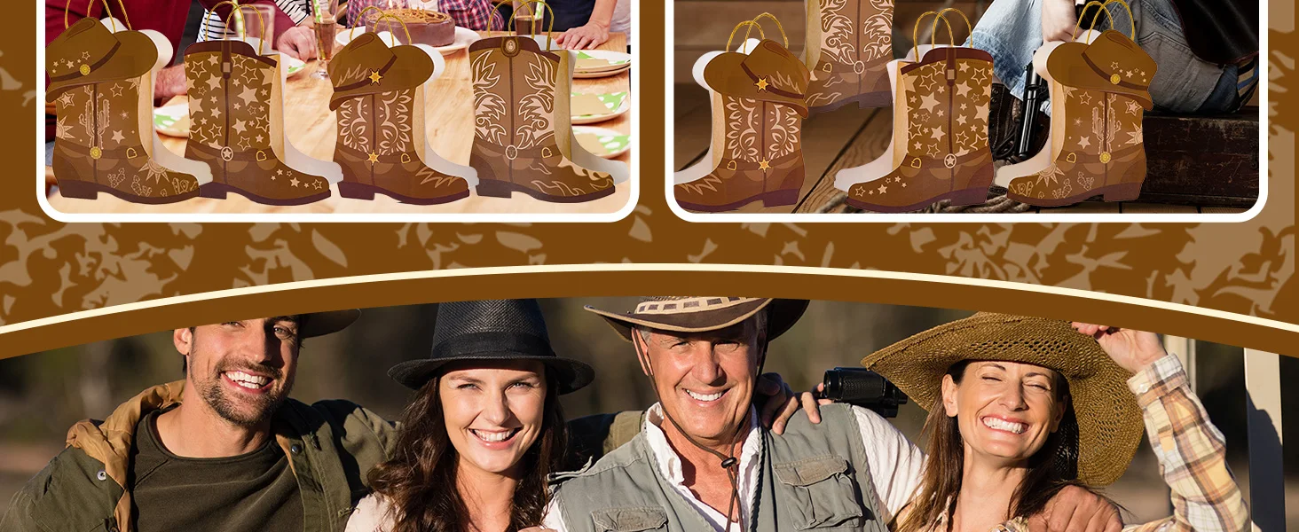 8-48 Stück Cowboy-Stiefel Papiertüten Cowgirl-Stiefel Geschenktüten für Western-Party, Rodeo-Party-Zubehör, Geburtstagsdekoration, Babyparty – Detail 7