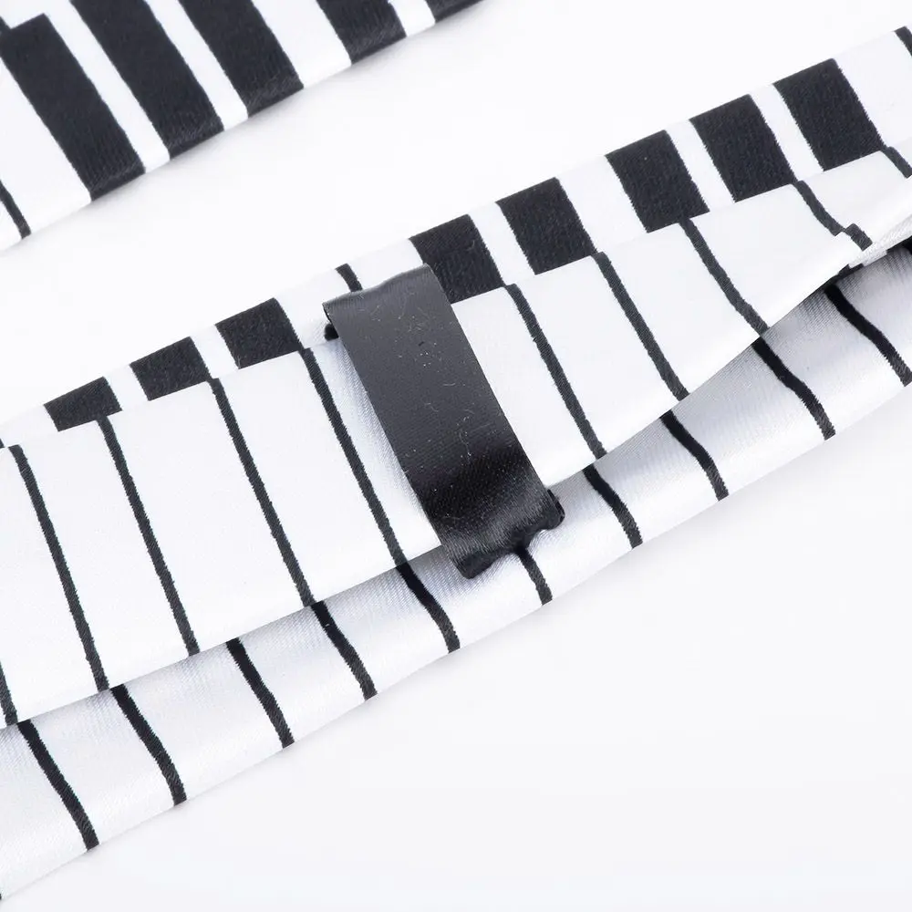 Teclado flaco para hombre, corbata blanca y negra, corbata informal, corbata musical