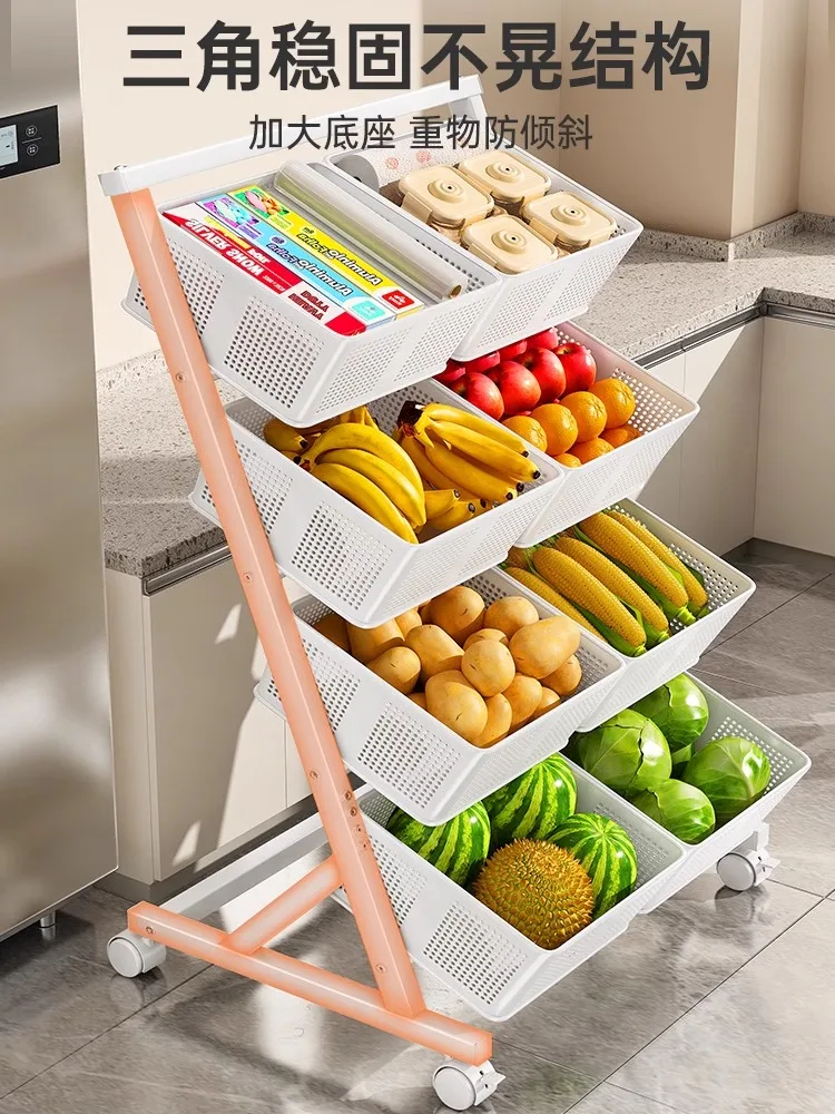 Kitchen vegetable storage rack, multi-layered storage rack, multifunctional household snack  rack, basket storage rack