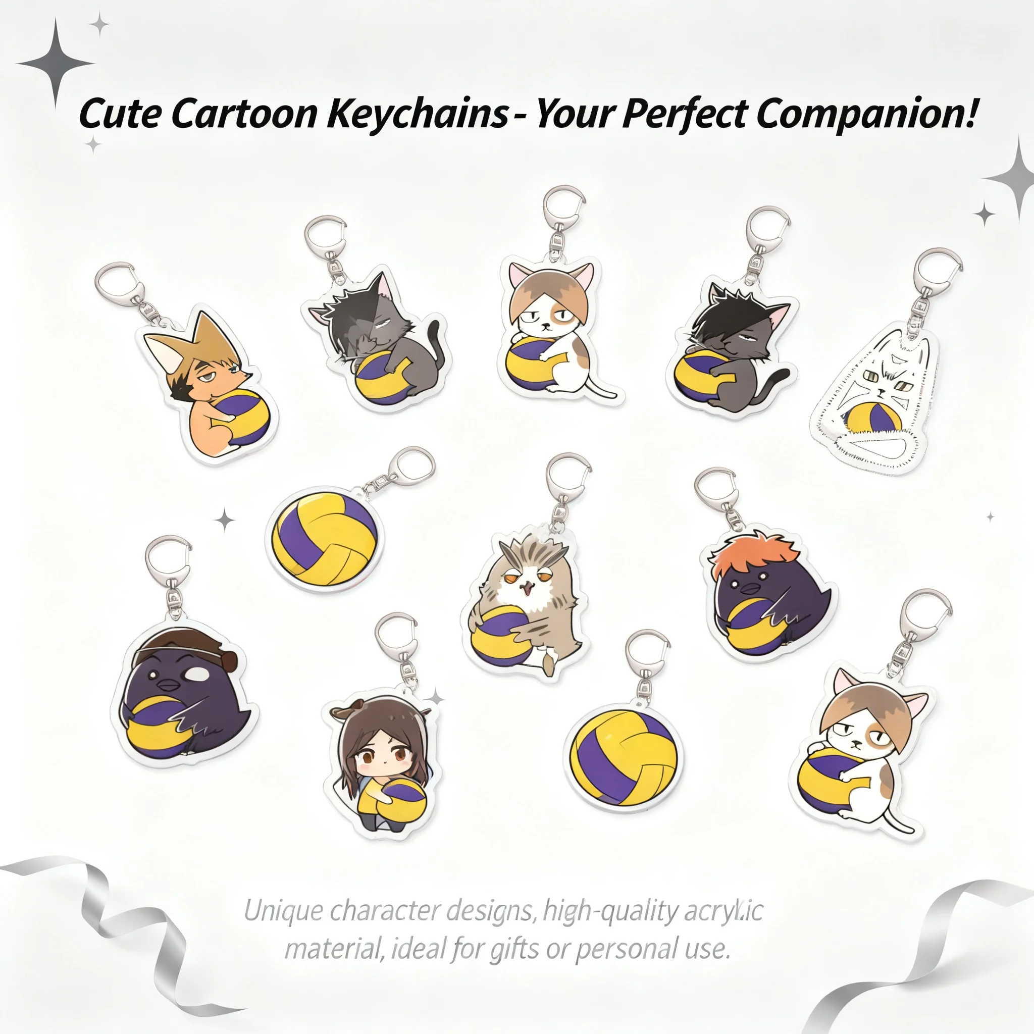 

Haikyuu Acrylic Keychain Pendant Hinata Shoyo Kageyama Tobio Wake-up Stand Keyring Genuine In Stock Gift Anime