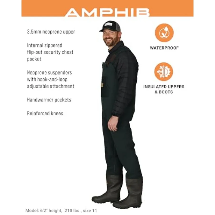 Men's Amphib Neoprene Waterproof Fishing Bootfoot Chest Wader for Fishing, or