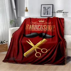 Barbershop retro print blanket children's warm flange blanket home travel blanket bed linings Picnic blanket birthday gift