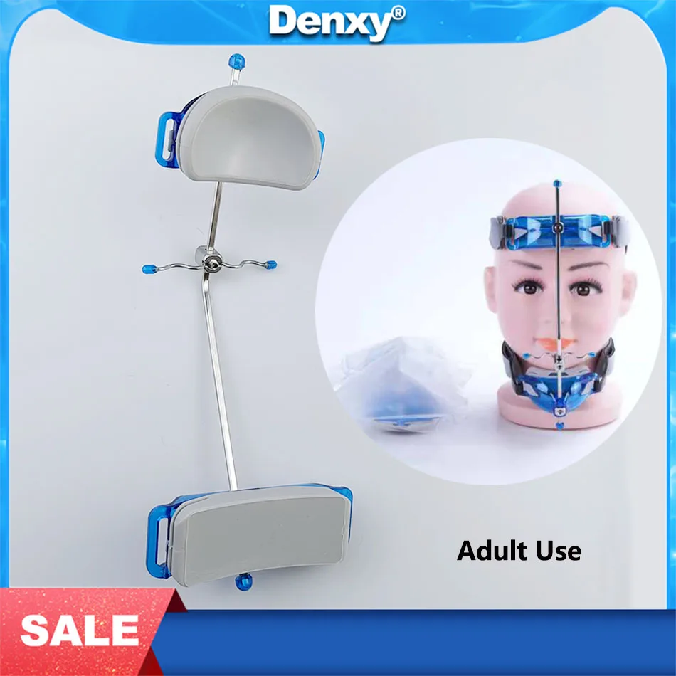 Denxy 1Bag Dental Reverse Pull Headgear Single Pole Face Mask with Head Strap Silicone Pad Orthodontic Patient Dentist Supplies