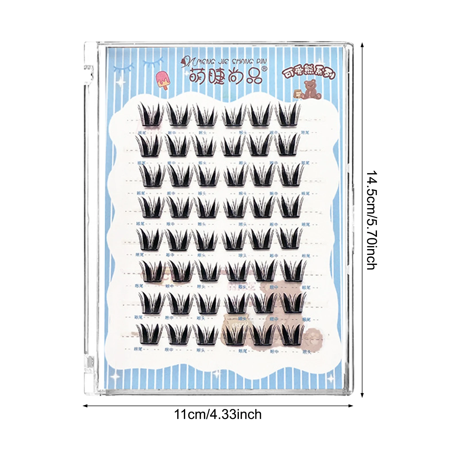 접착제 없이 붙이는 작은 고양이형 인조 속눈썹 8-10mm 혼합 C 컬 블랙 0.05mm 섬유 자연스러운 클러스터 속눈썹 연장