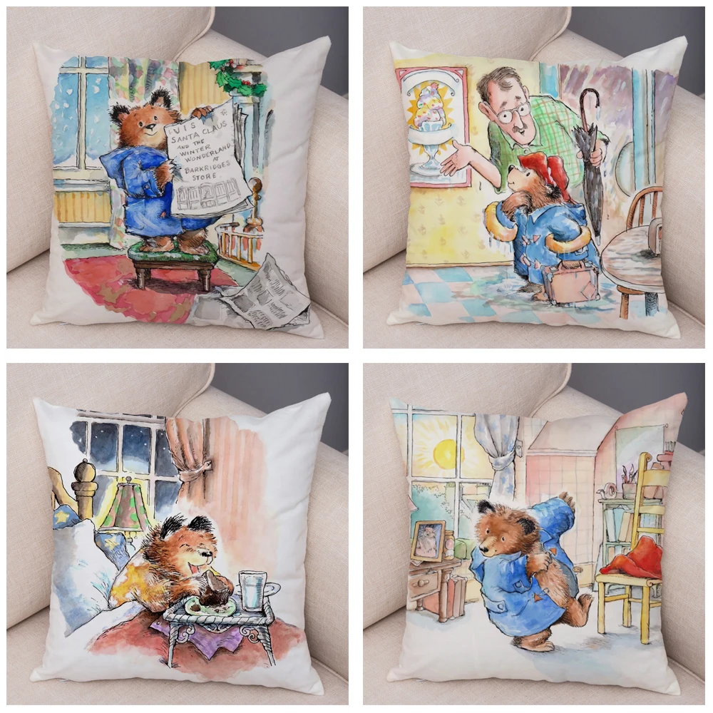 British Cartoon Bear Cushion Cover Sofa Children's Room Decoration Cute Animal Pillowcase