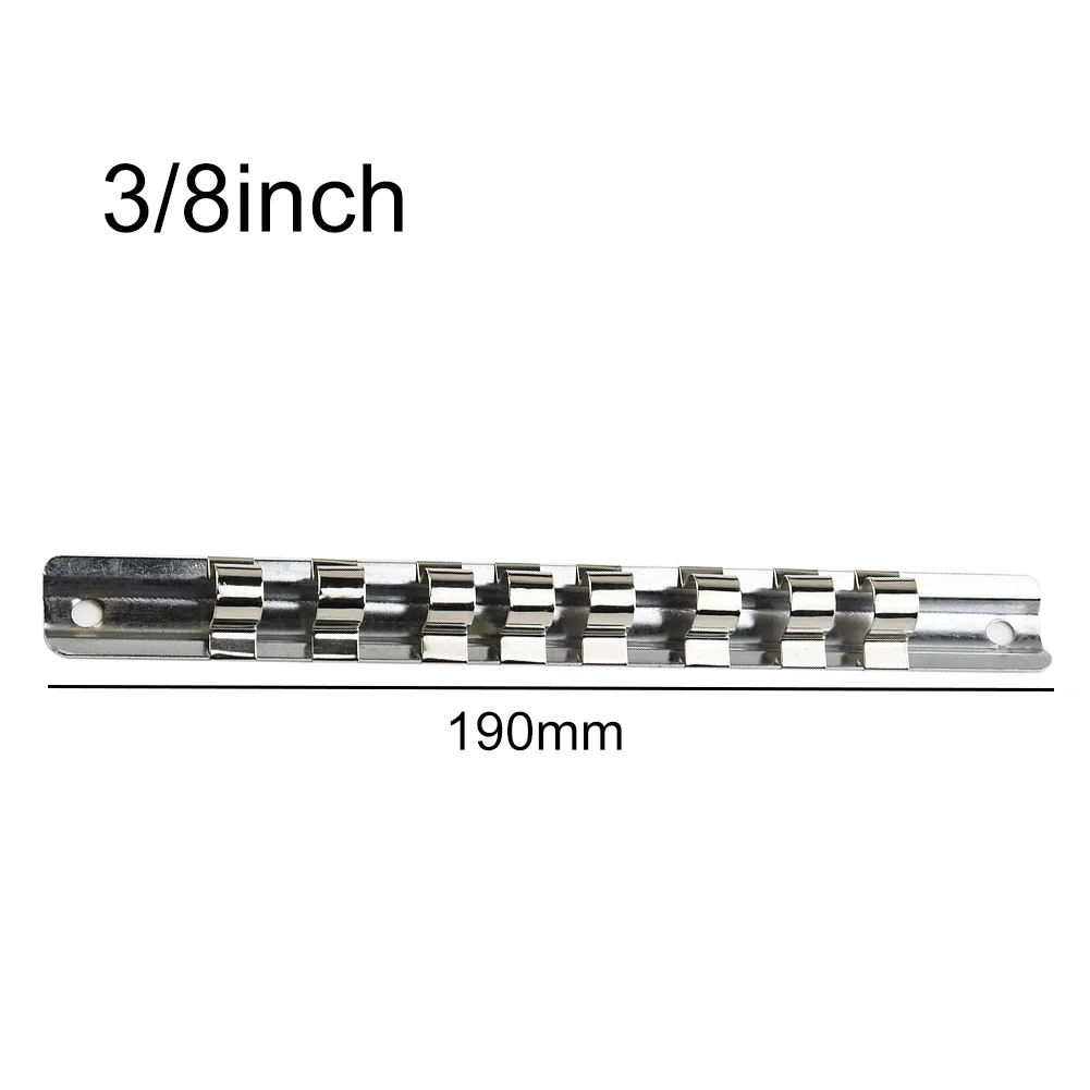 Socket Rack Holders 1/4 3/8 1/2inch With 8 Clips On Rail Tool Organizer Storage For Mounting Saving Space 150/190/260mm