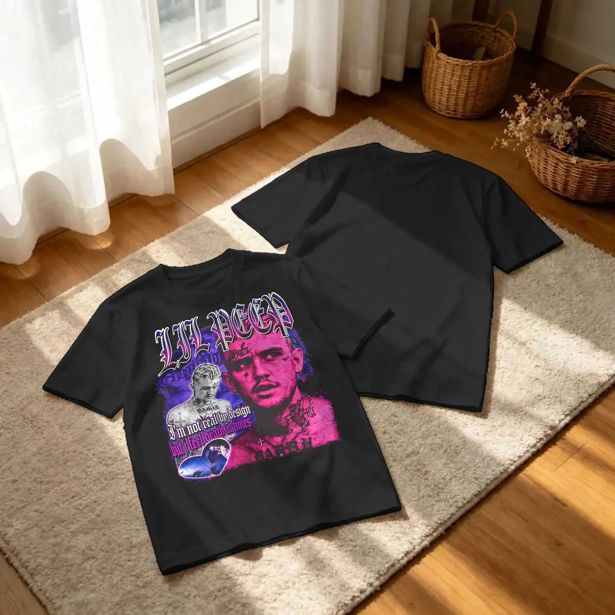 Men Women T-Shirts Rapper Lil Peep Hell Boy Pink Vintage Cotton Tee Shirt Short Sleeve  T Shirts Round Neck Tops Classic