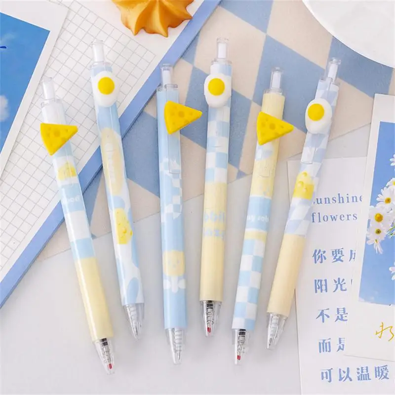 Creative Neutral Pen Poached Egg Pressing Out Core Easy To Use Clear Handwriting Smooth Writing Ballpoint Pen Cheese Gel Pen