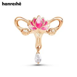 Hanreshe Vrouw Baarmoeder Medische Sieraden Broche Pins Gynaecologie Symbool van Medische Baarmoeder Lotus Revers Badge voor Gynaecoloog Verpleegkundige