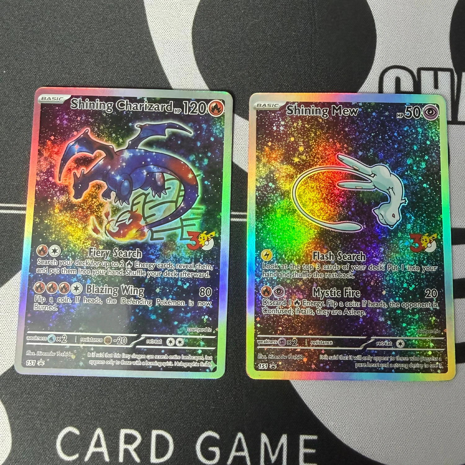 2Pcs/set Diy Self Made Shining Mew Collection Card Refraction Color Flash Shining Charizard Anime Cards Gift Toys