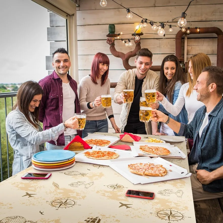 3 Pcs Adventure Awaits Tablecloth Travel Party Decorations Bon Voyage World Map Table Cloth Plastic Disposable Table Cover for