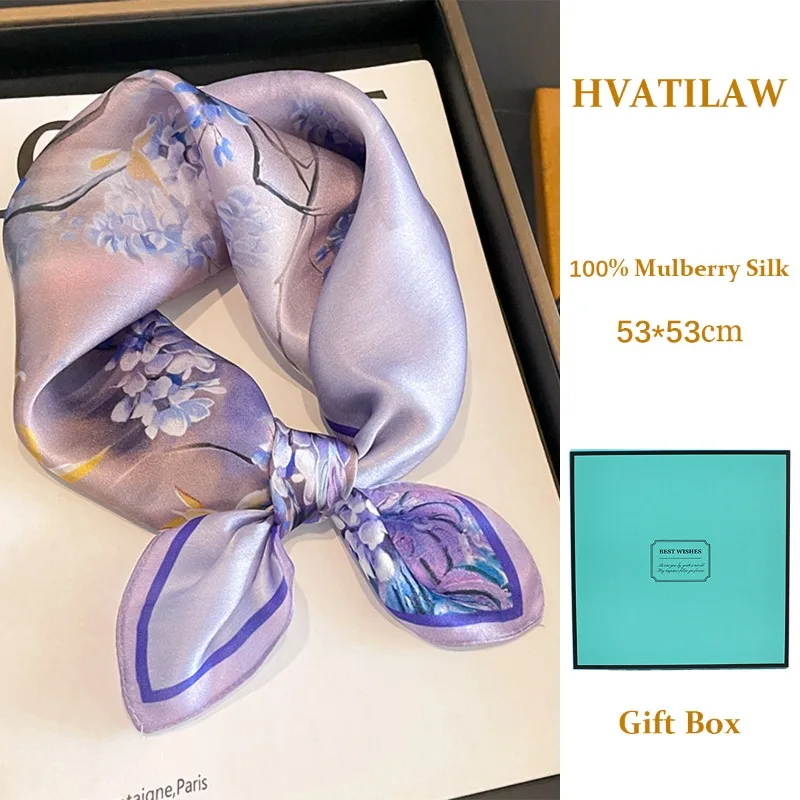

Luxury High Quality 100% Real Silk Scarf Summer Shawl Mulberry Hair Wrap Neckerchief Headkerchief Lady Foulard Bandana Gift Box