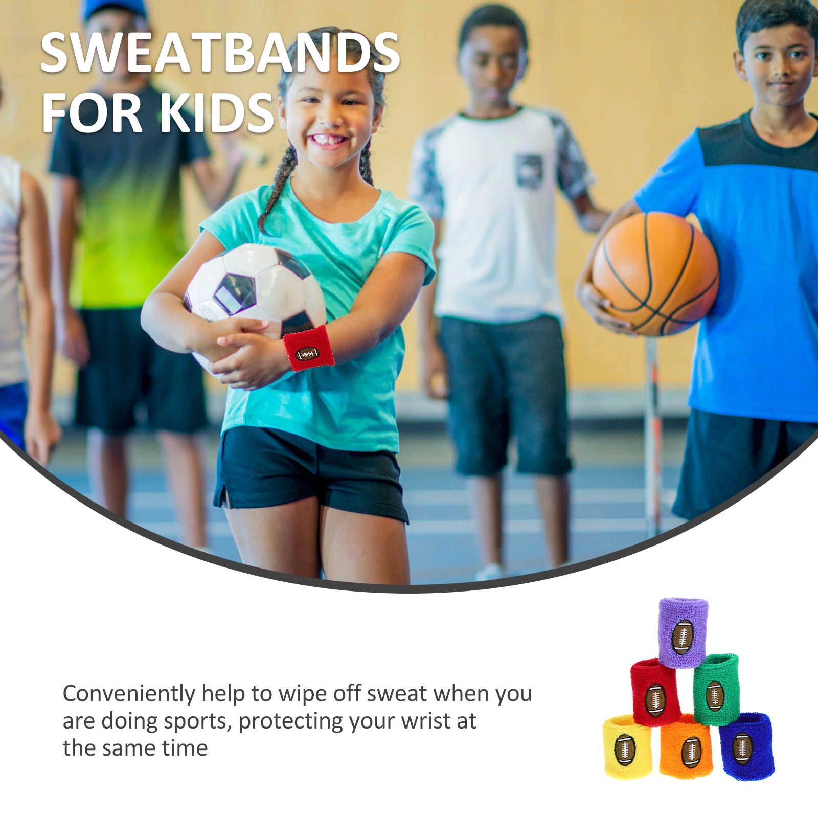 

6 Pcs Sports Wristbands Kids Sweatbands Cashmere Bracelets Child Basketball Party Favors Sweat Absorbent Accessories