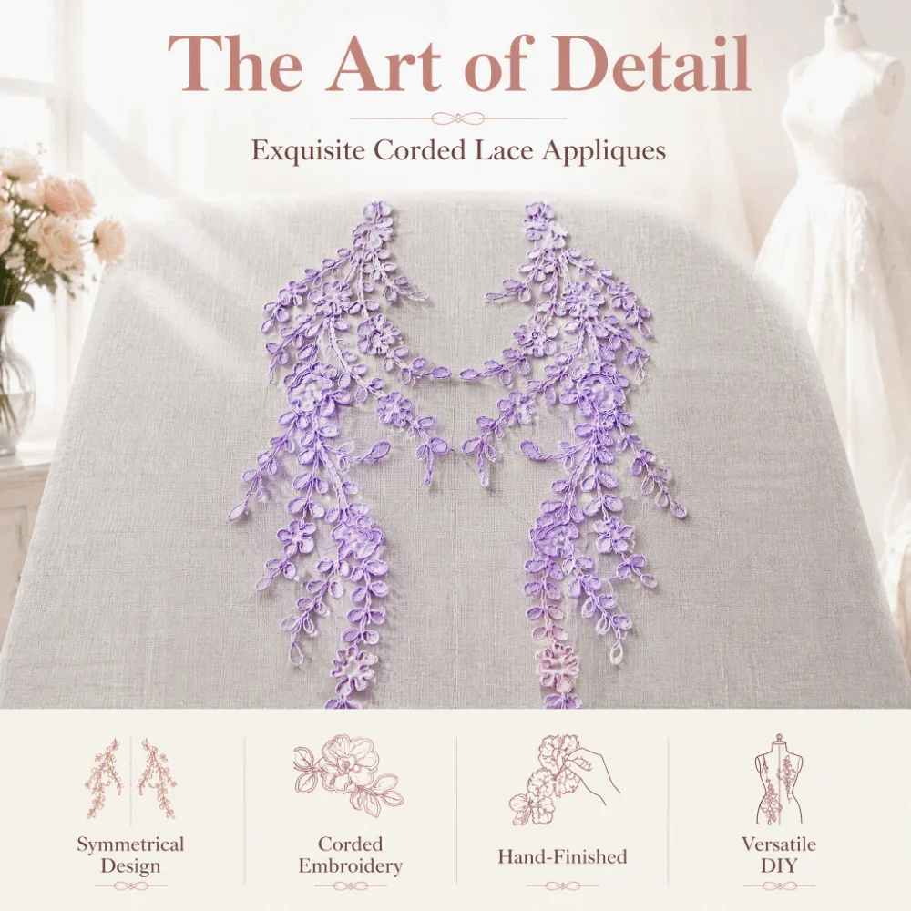 Mesh Embroidery Lace Trim Branch Flower Pattern Cotton Thread Floral Ribbon Cord Bone Texture Multi Colors Decorative Fringe
