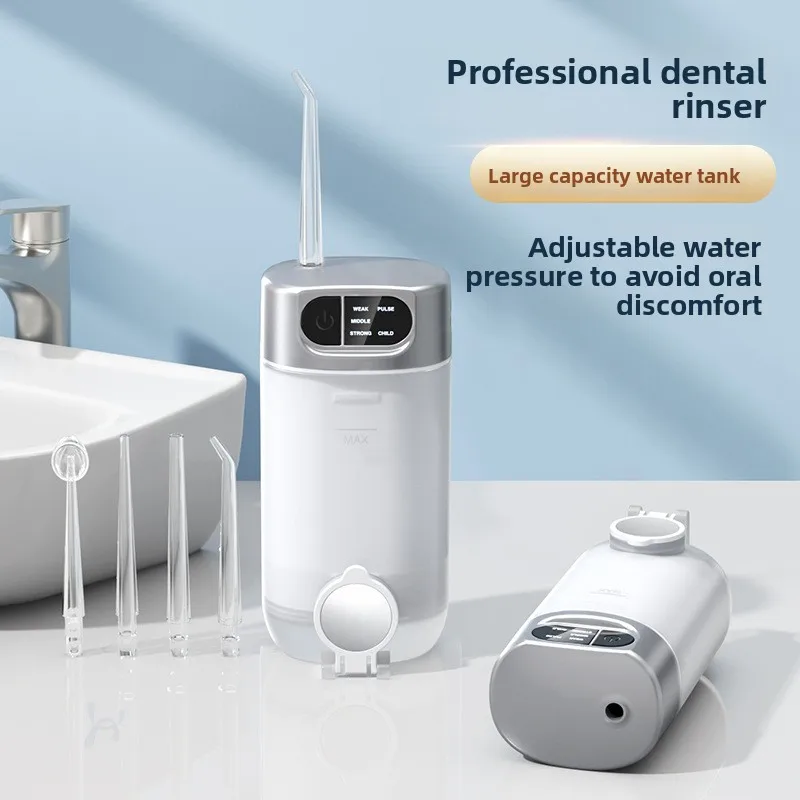 

Germ Prevention 300ML Electric Oral Irrigator Portable Cordless Dental Cleaner Rechargeable 4 Brush Heads Tooth Scaler Travel