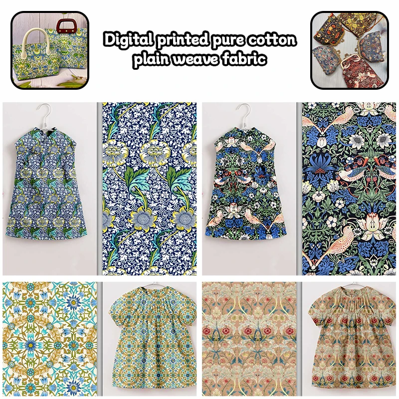 110Cm Width Thin Cotton Floral Jacquard Fabric Yarn-Dyed Patterned Fabric DIY Suitcase Sand Release Pastoral Flower Skirt Fabric