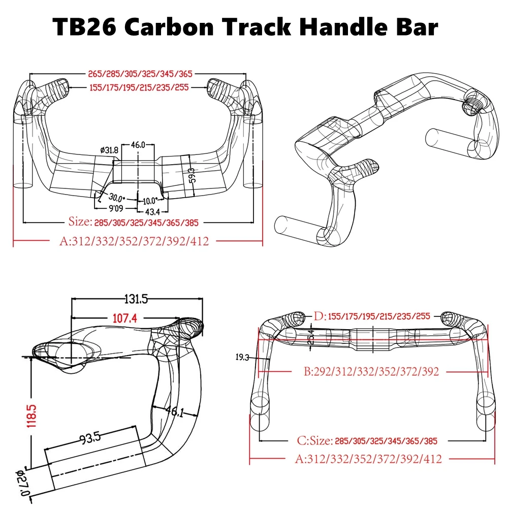 BIKEDOC TB26 Bunch Bar Carbon Griff Drop Bar Glänzend Matt Sprint Track TT Rennen Lenker Aero Bunchba 31,8 MM UCI – Detail 2