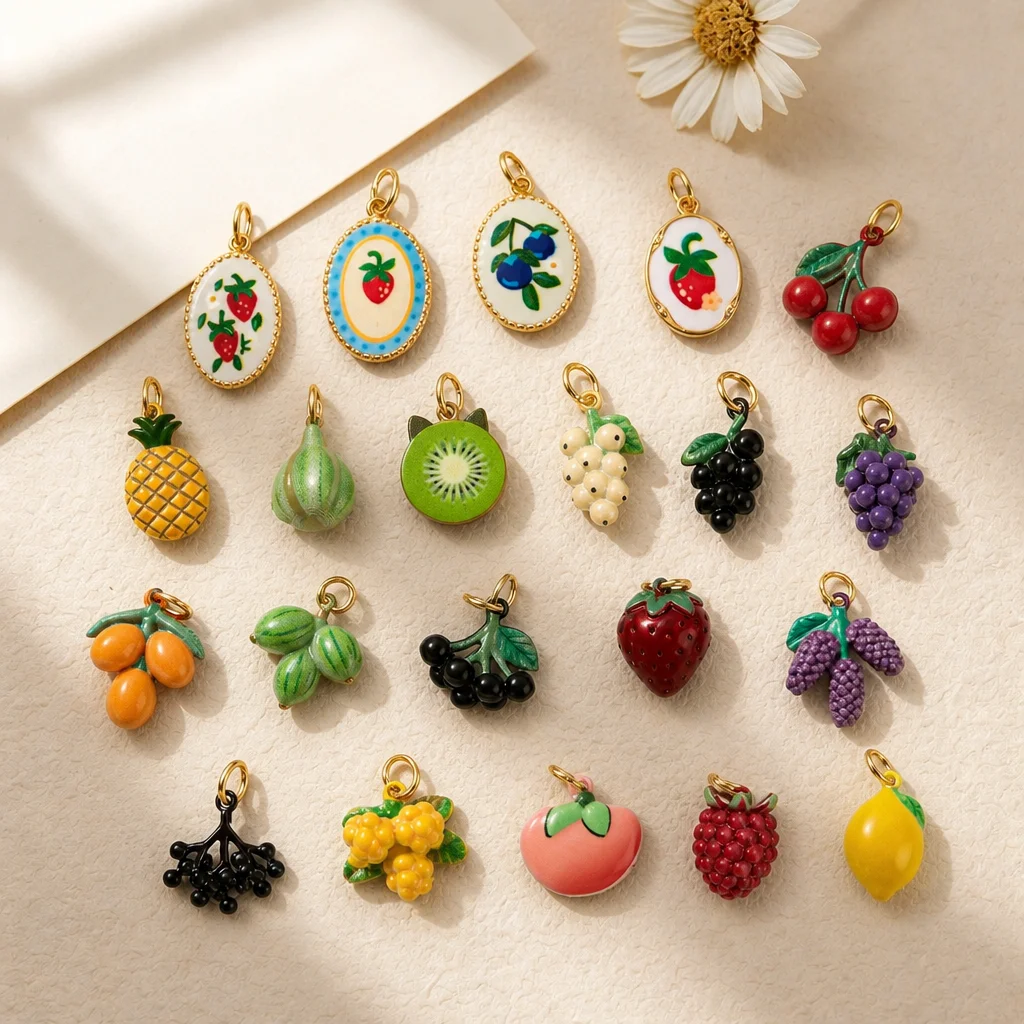 Ins Healing Countryside Style Frische Zitrone Mango Erdbeere DIY Anhänger-Charms für Schmuck – Detail 1