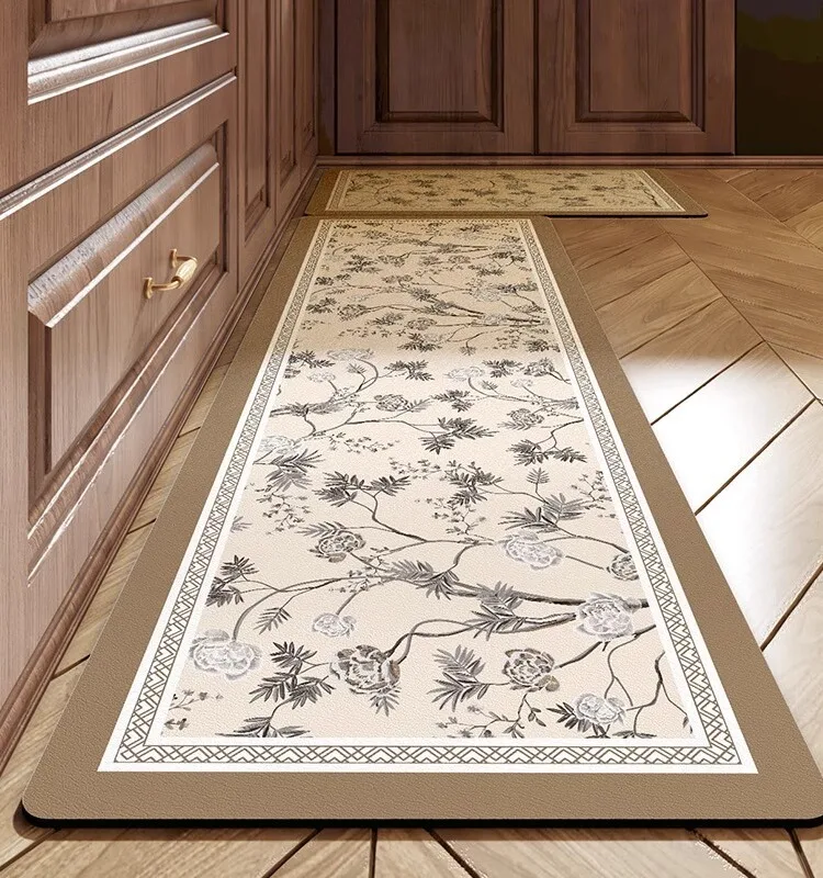 

Easy to Maintain Kitchen Floor Mat Italian Pattern Non-Slip Oil Resistant Combination Foot Pad Home Use Absorbent Wal Rug
