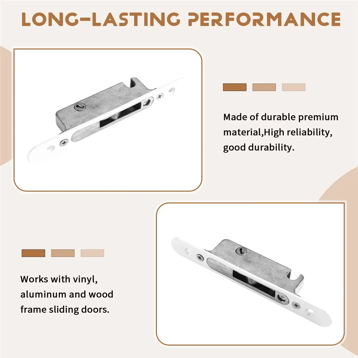 belong Sliding Glass Door Lock Set with Key Cylinder and Mortise Lock Reversible Design Fits 1-3/8