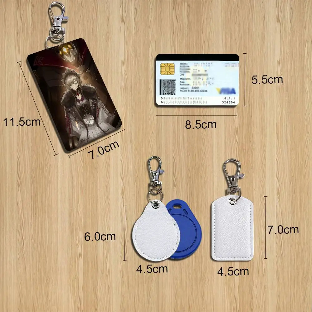 Furina Genshin Sandrone Impact Leather Keychain Badge Holder with Lanyard - ID/Access Card Holder, Key Ring Accessory