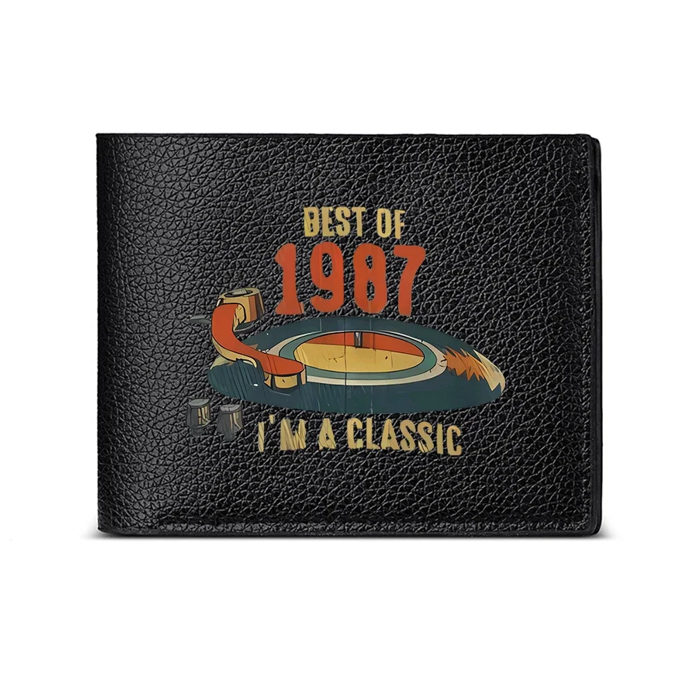 Best Of 1987 I M A Classic Men S Wallet With Vintage Record Player Design Casual Business Fashion Print Card Holder