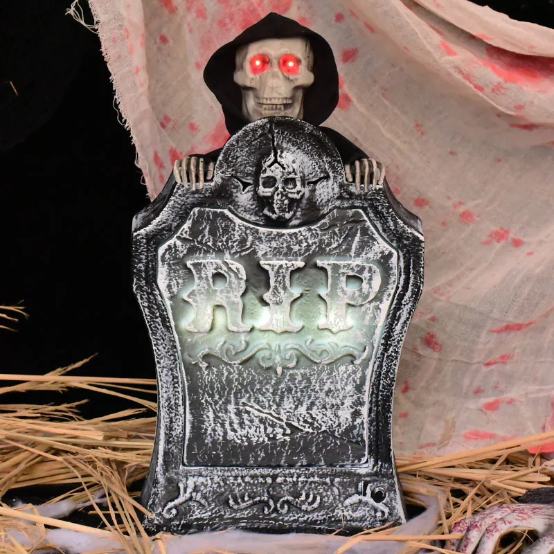 

Halloween Decoration Electric RIP Graveyard Tombstone with LED Light Lifting Skeleton Ghost Haunted House Outdoor Yard Decor