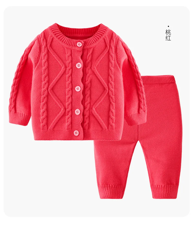 Spring Fall Newborn Boy Clothes Toddler Girls Outfit Sets Korean Casual Pink Cute Long Sleeve Coat+Pants Baby Clothing BC2239-1