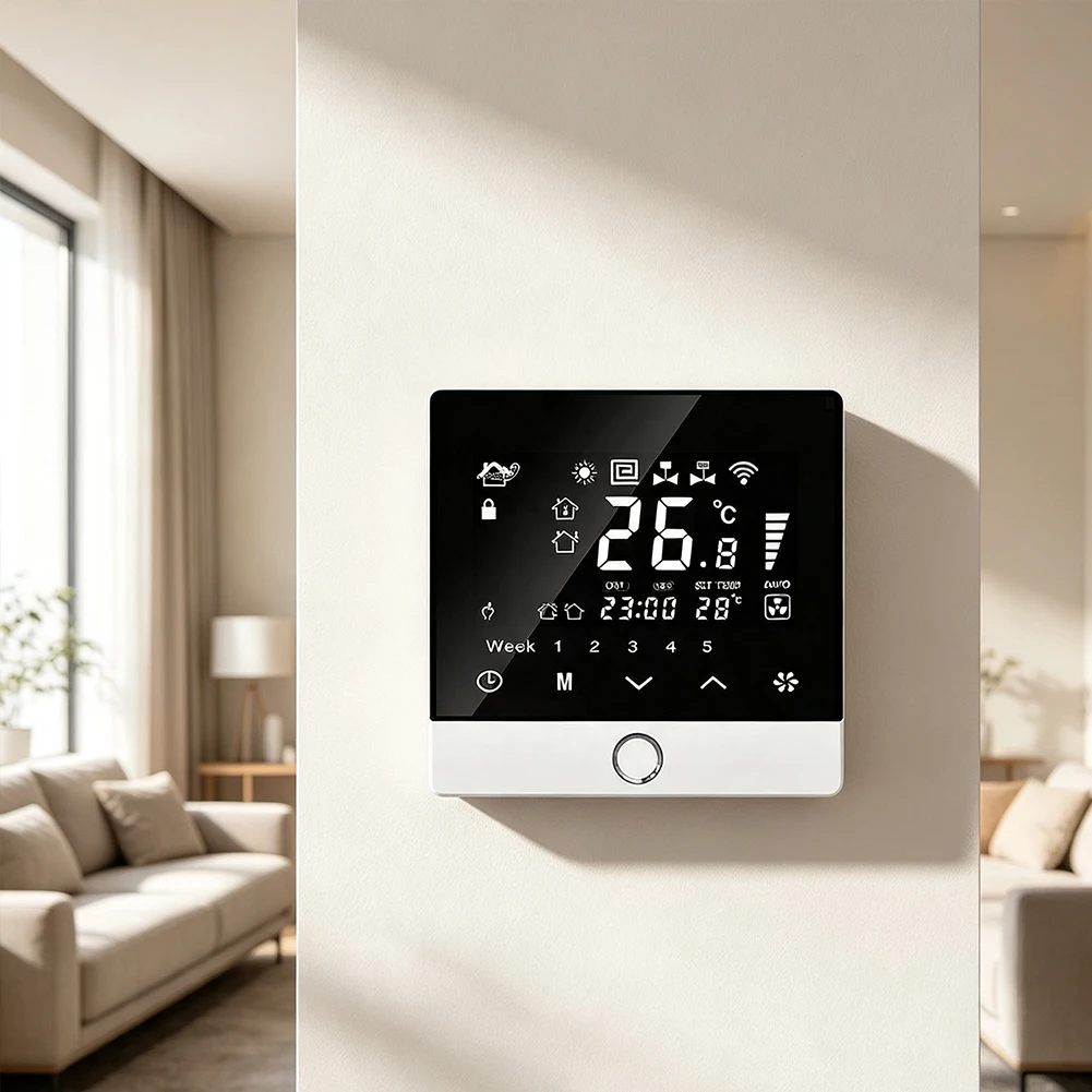 Thermostat WiFi Programmable For Central AC Heating For Water Electric Floor Control 5-40C Black, Temperature Controller