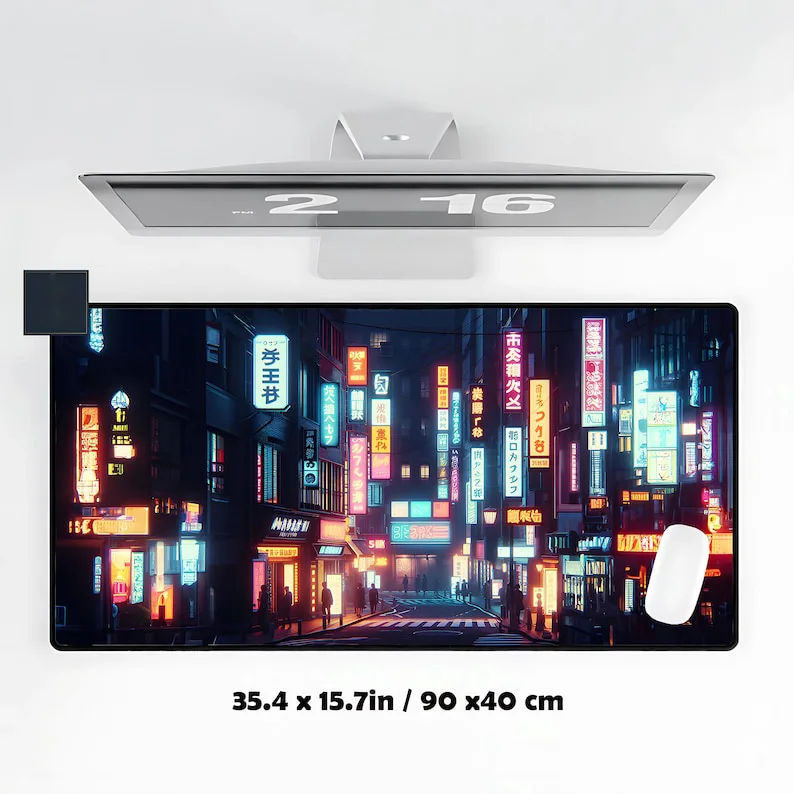 Japanese Street Scene Gamer Desk Mat, Non-slip and Waterproof Gaming Mouse Pad, Cute Desktop Protector,perfect Gift for Friends.