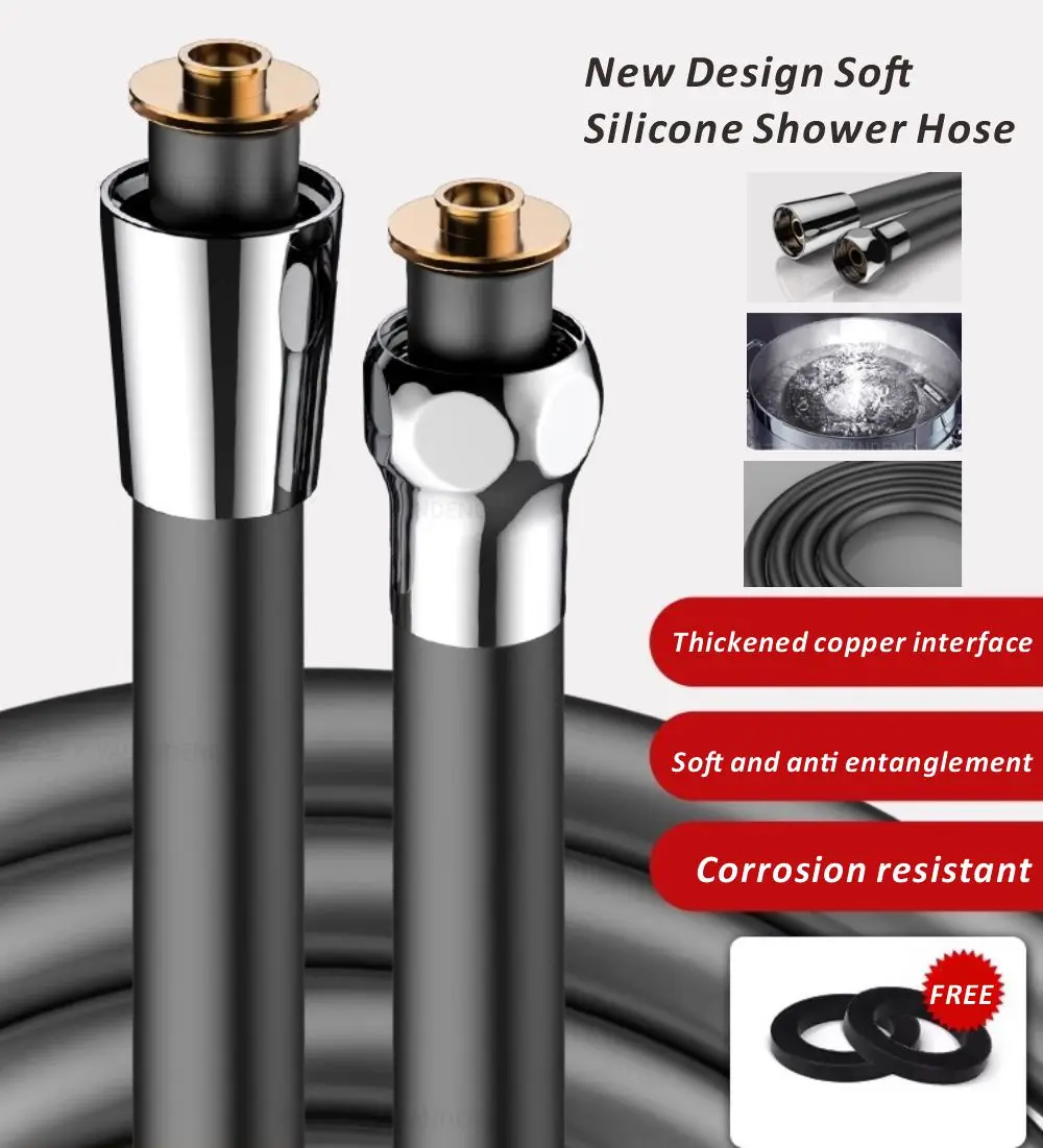 

Высококачественный силиконовый шланг для душа 1,5/2/3 м, гибкая труба для ванны с защитой от намотки, душевая трубка высокого давления, аксессуары для смесителей для ванной комнаты
