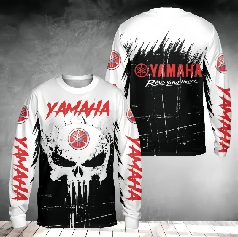 

Модная повседневная толстовка унисекс Yamaha с длинным рукавом, серо-белая, для мотоциклистов и велосипедистов, коллекция Весна-Лето 2026