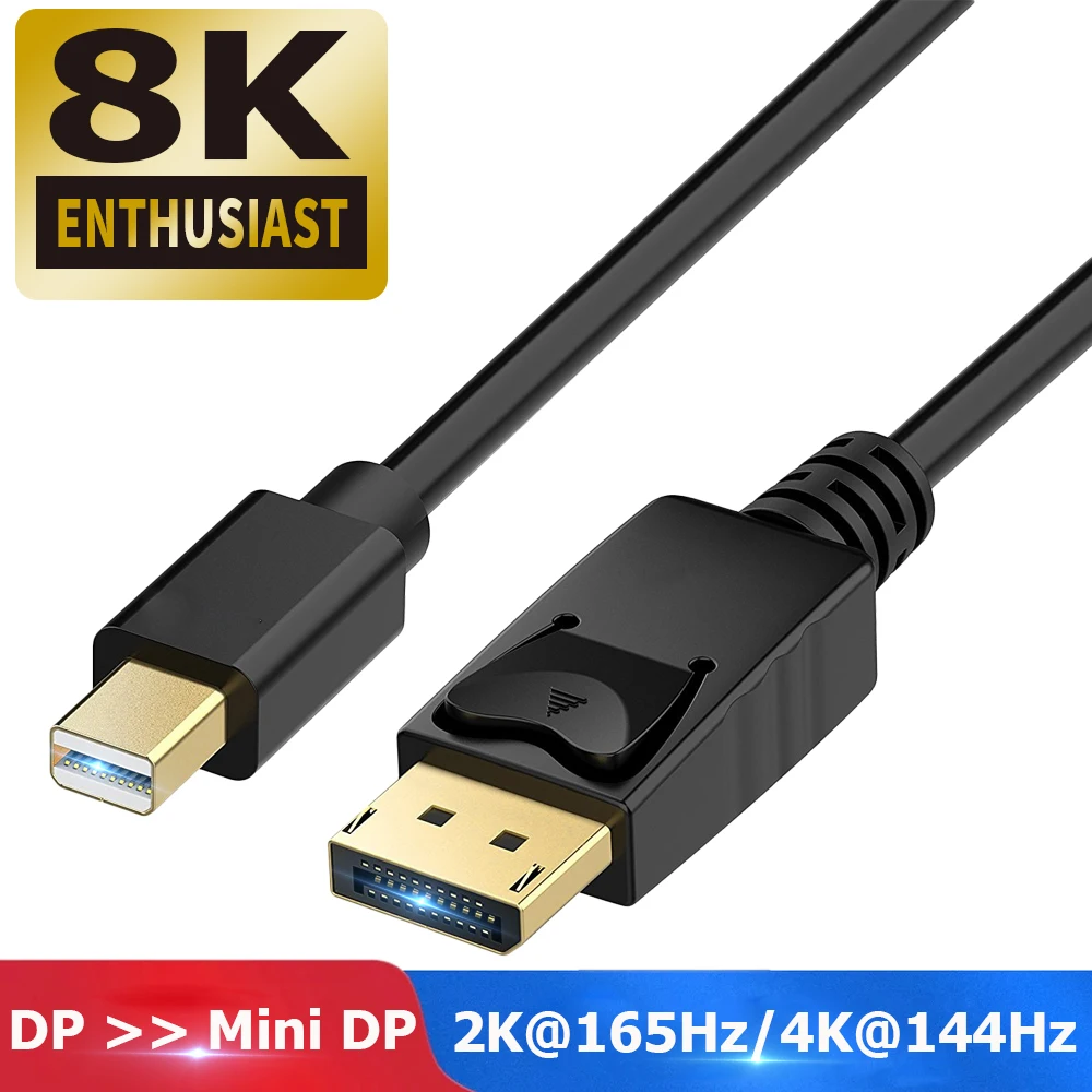 8K Mini DisplayPort to DisplayPort Cable DP1.4 8K 60Hz Bi-Directional Transmission DP to Mini DP Cables for MacBook Air Monitor