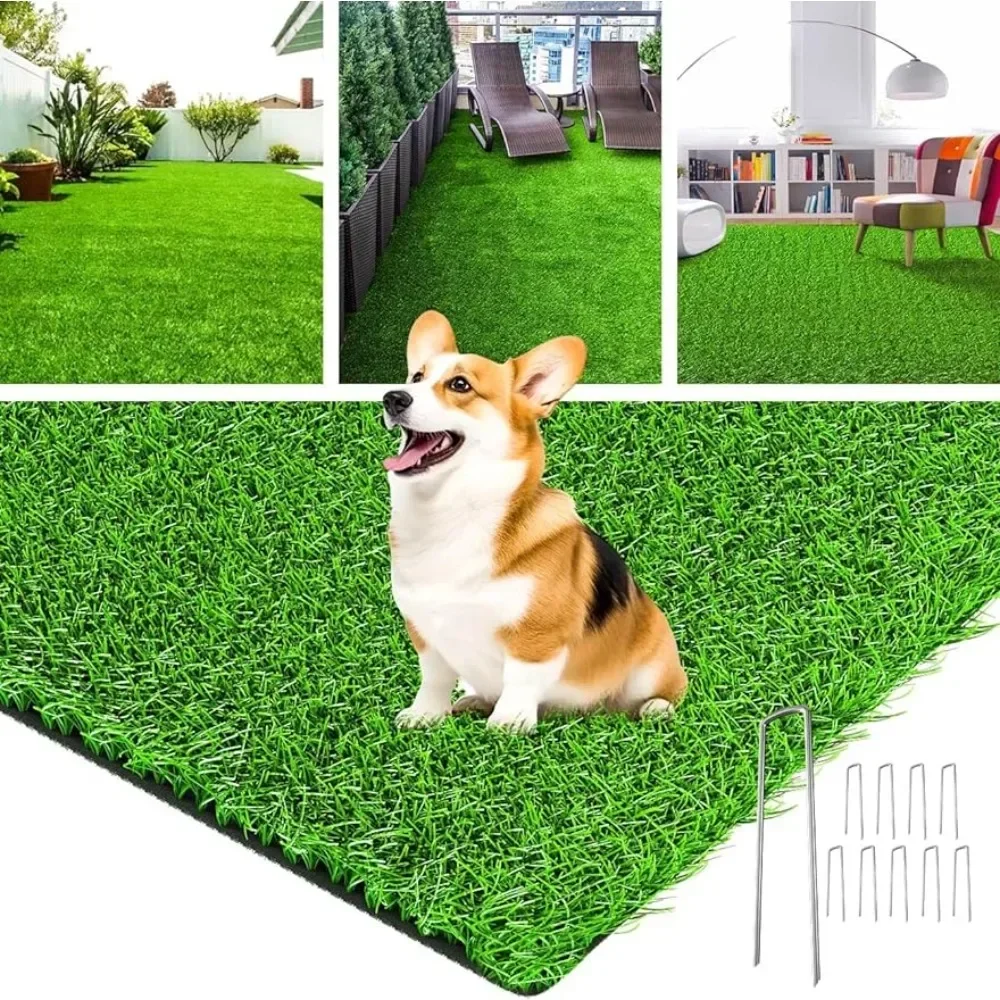 

Artificial Grass Rug Indoor Outdoor, Realistic Synthetic Grass with Drainage Holes, Turf for Balcony Garden 6Feet x 10Feet