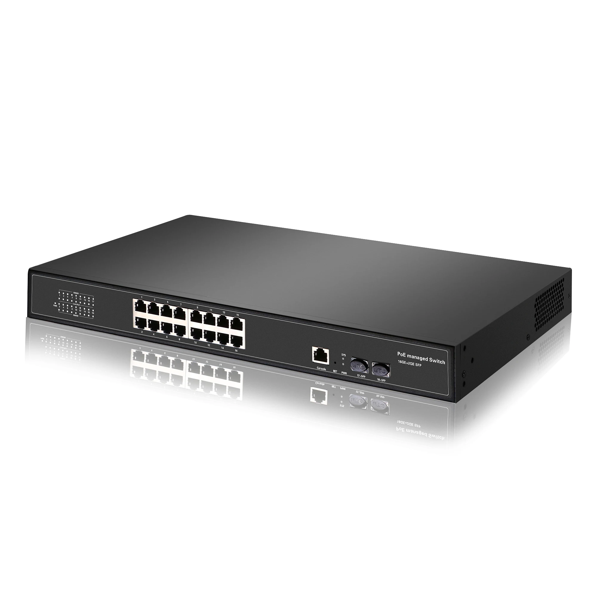 L2 Managed 16 Port 10/100/1000Mbps Managed PoE Switch RSTP  IGMP VLAN port mirror