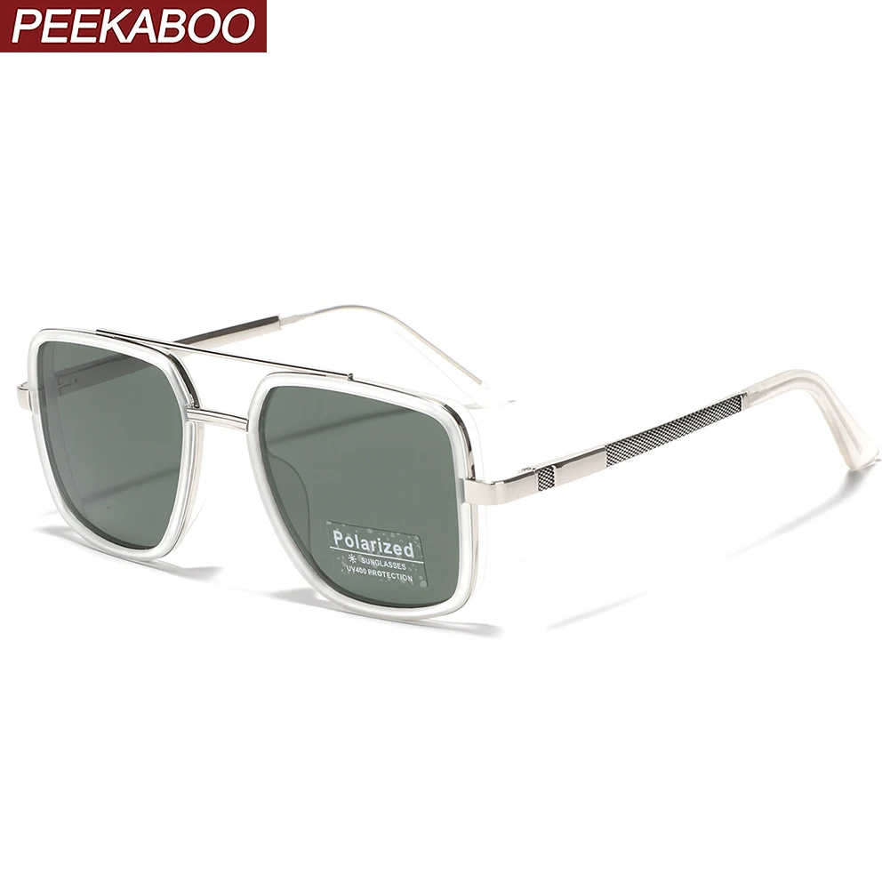 Peekaboo duże okulary przeciwsłoneczne z polaryzacją damskie TR90 półmetalowe unisex kwadratowe okulary przeciwsłoneczne dla mężczyzn uv400 zielony brązowy 2024 lato