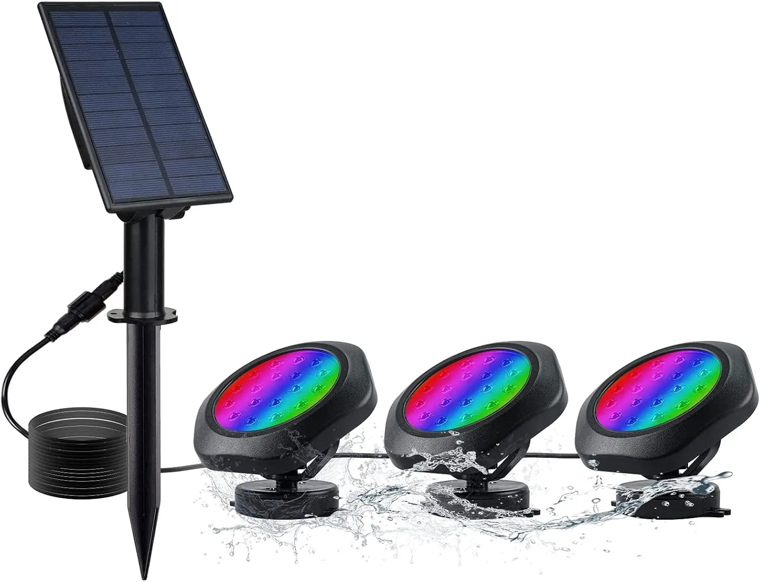 crepow Solar Unterwasser Licht RGB Wasserdicht Teich Schwimmbad Lampe Landschaft Outdoor Garten Straße Scheinwerfer für Baum Countyard Decor 4