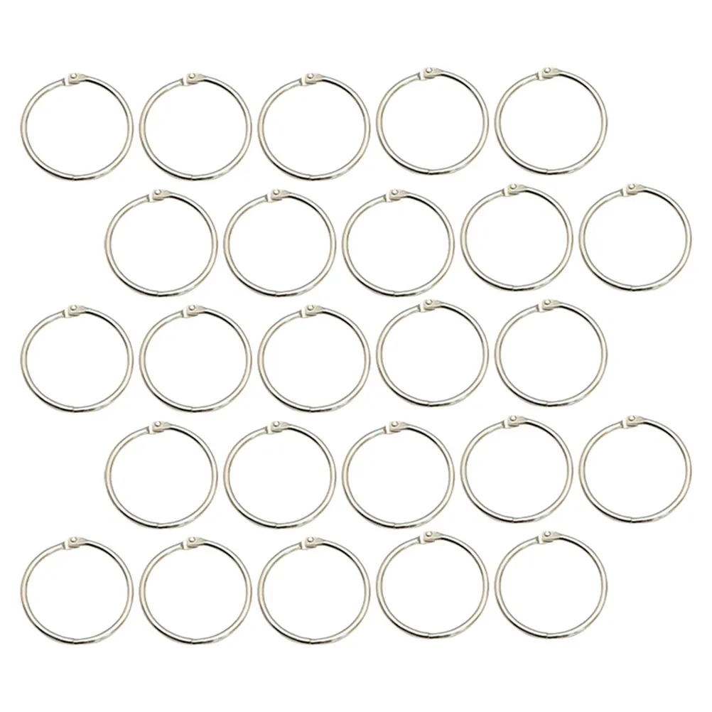 25개 북 바인더 링, 금속 루즈 리프 바인더 링, DIY 노트북, 스크랩북, 인덱스 카드, 키 링 클립, 매끄러운 표면