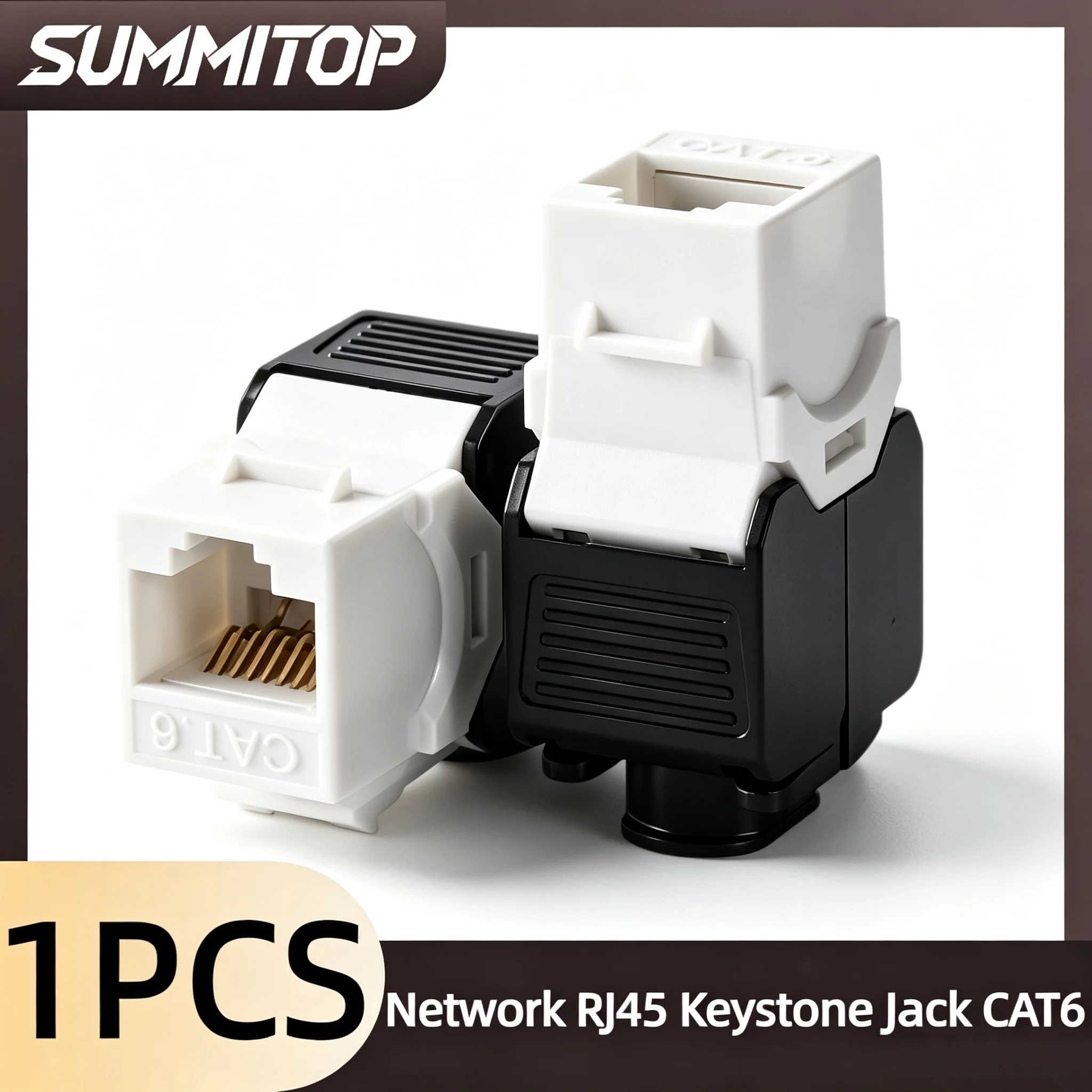 SUMMITOP 1/3/5PCS Network RJ45 Keystone Jack CAT6A Tool-Free UTP Modular Coupler Ethernet Jacks for 1 to 10Gbps