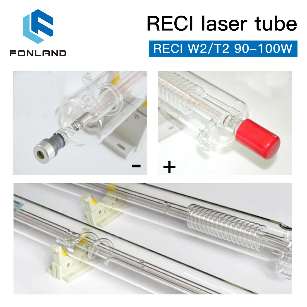 FONLAND Reci W2/T2 90W-100W CO2 Laser Tube Dia.80mm/65mm For CO2 Laser Engraving Cutting Machine Wooden Case Box Packing