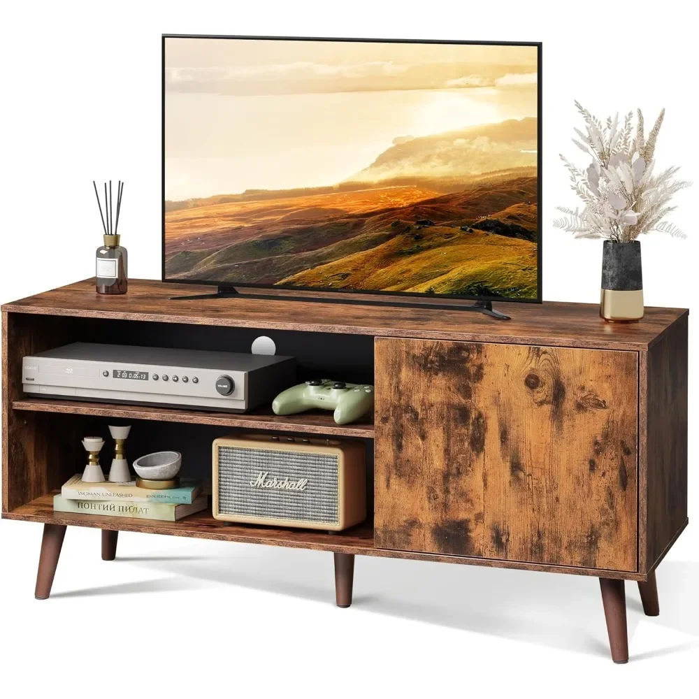 

TV Stand for 55 Inch TVs, Entertainment Center with Storage Cabinet, Mid-Century TV Stands for Living Room and Bedroom