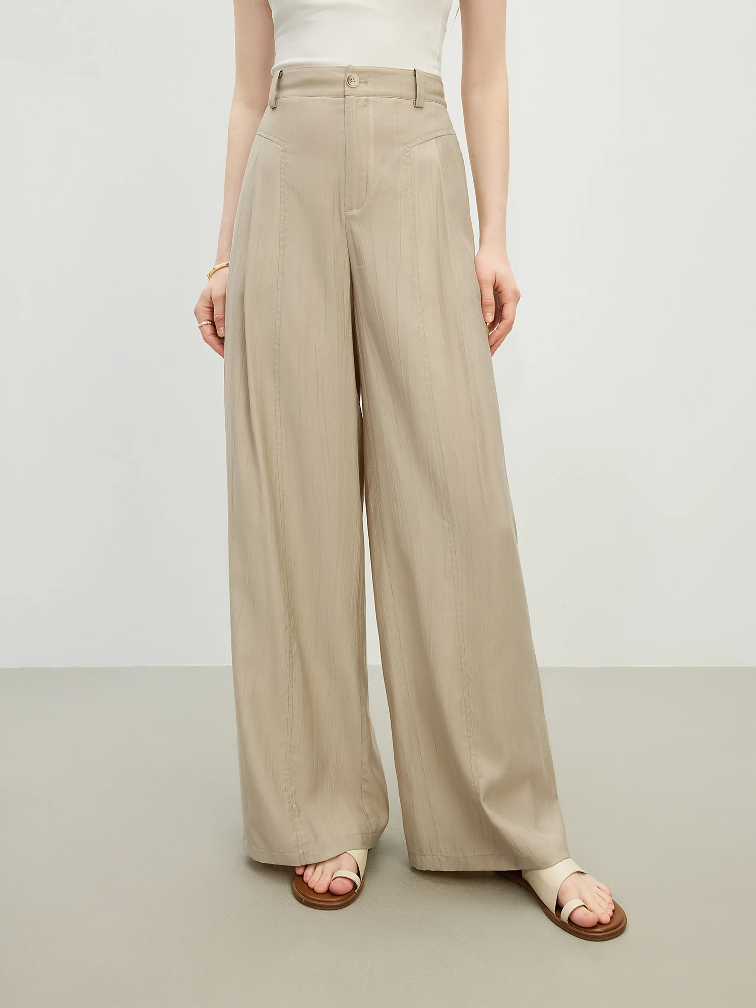 FSLE فضفاض متعدد الاستخدامات ثنى سراويل تقليدية النساء 2025 صيف جديد عالية الخصر ركاب السراويل المستقيمة 25FS12499 #2