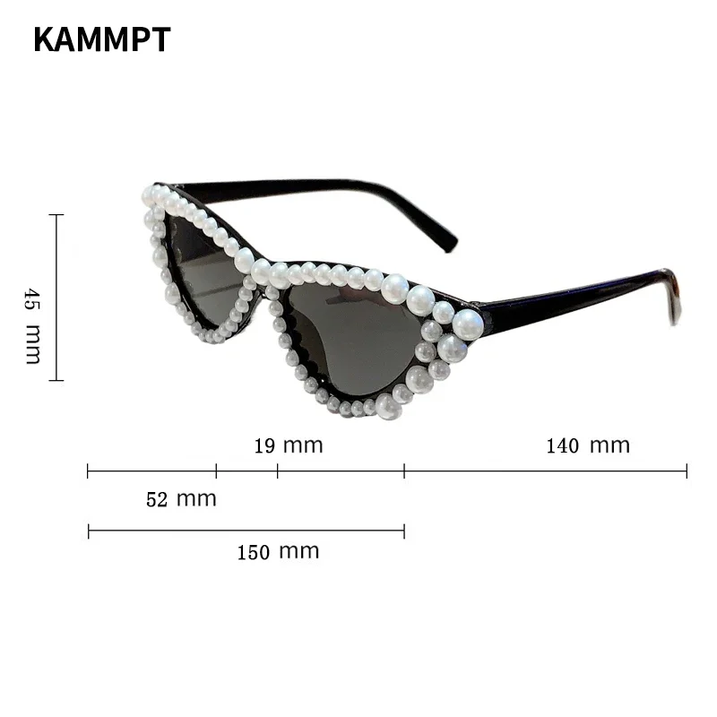 KAMMPT Vintage okulary przeciwsłoneczne kocie oczy z perłami damskie nowe stylowe cukierkowe odcienie kolorów modny projekt marki dekoracyjne