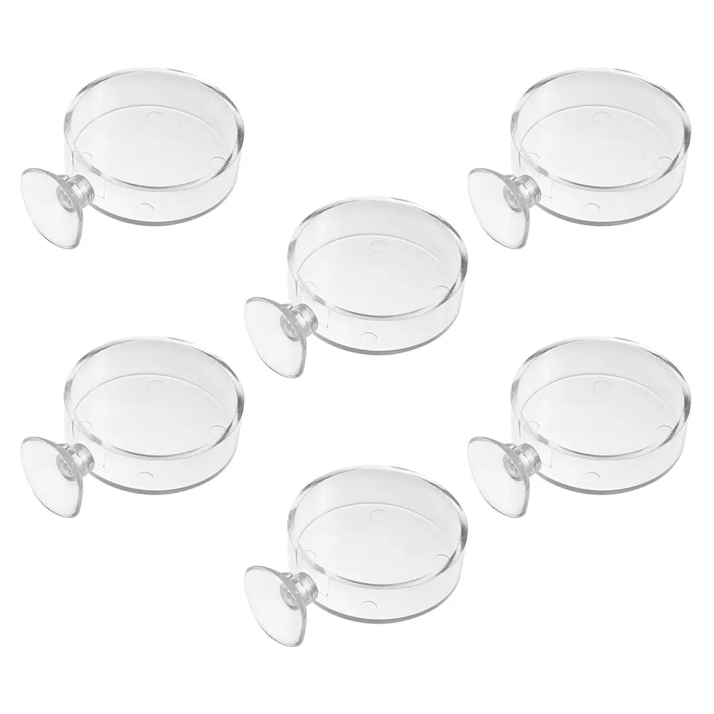 

6Pcs Acrylic Fish Feeder Food Tray Suction Cups Durable Clear Fish Tank Feeding Dish Aquarium Accessories Shrimp Dish
