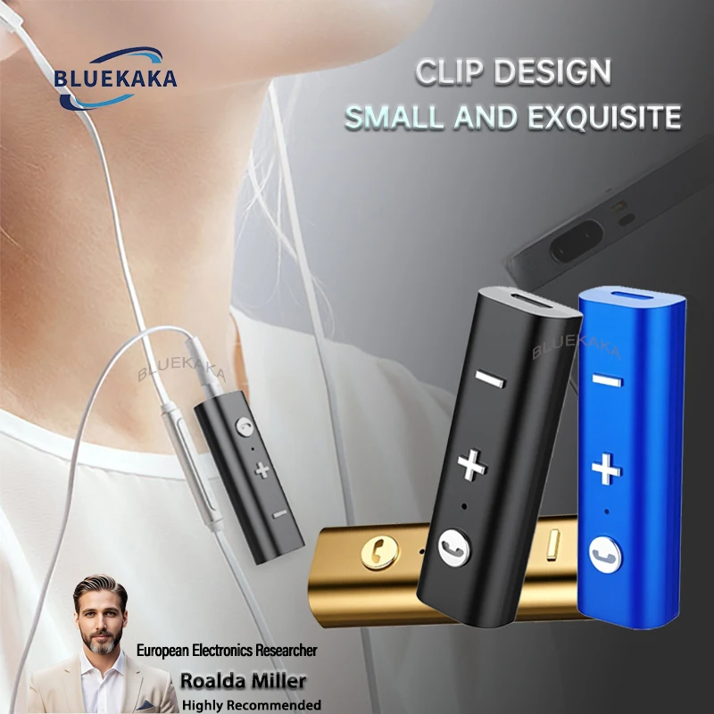 Novo adaptador sem fios Bluetooth 5.0, recetor de 3,5 mm, auricular auxiliar com microfone HD, transmissor de áudio e música Bluetooth para kit automóvel, coluna e auscultadores