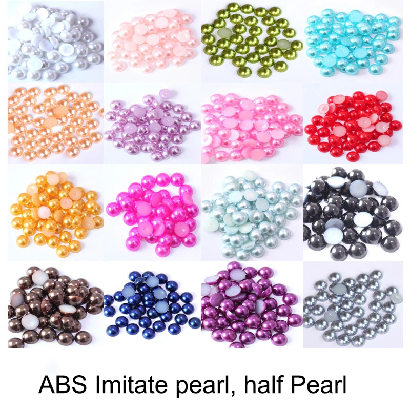 2-14mm Halbrunde Acryl-Imitationsperlen mit Flacher Rückseite für Bastelarbeiten, DIY-Dekoration, Nagelkunst, Schmuckherstellung und Zubehör