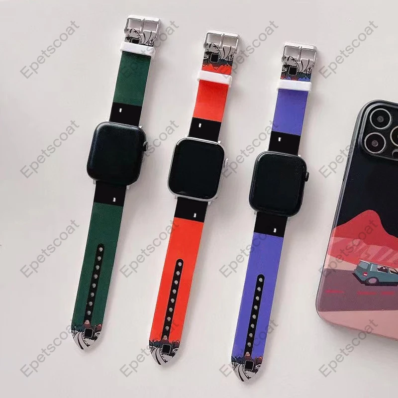 Bracelet en TPU personnalisé pour Apple Watch, bandes de couleur bloquée, 10, 46, 42mm, 9, 8, 7, 6, 5, 4, 3 Ultra, 1, 2, SE, 38, 40, 41, 44, 45, 49, 020